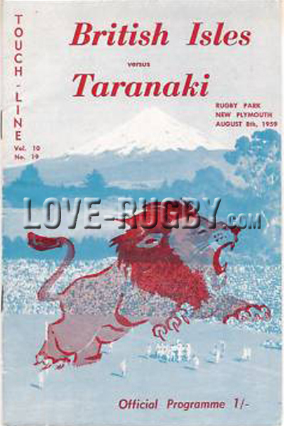 1959 Taranaki v British Isles  Rugby Programme